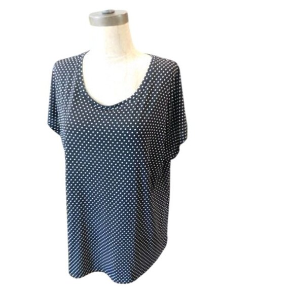 Chico's Size L Large (2) Black White Polka Dot Blouse Top - Picture 2 of 3
